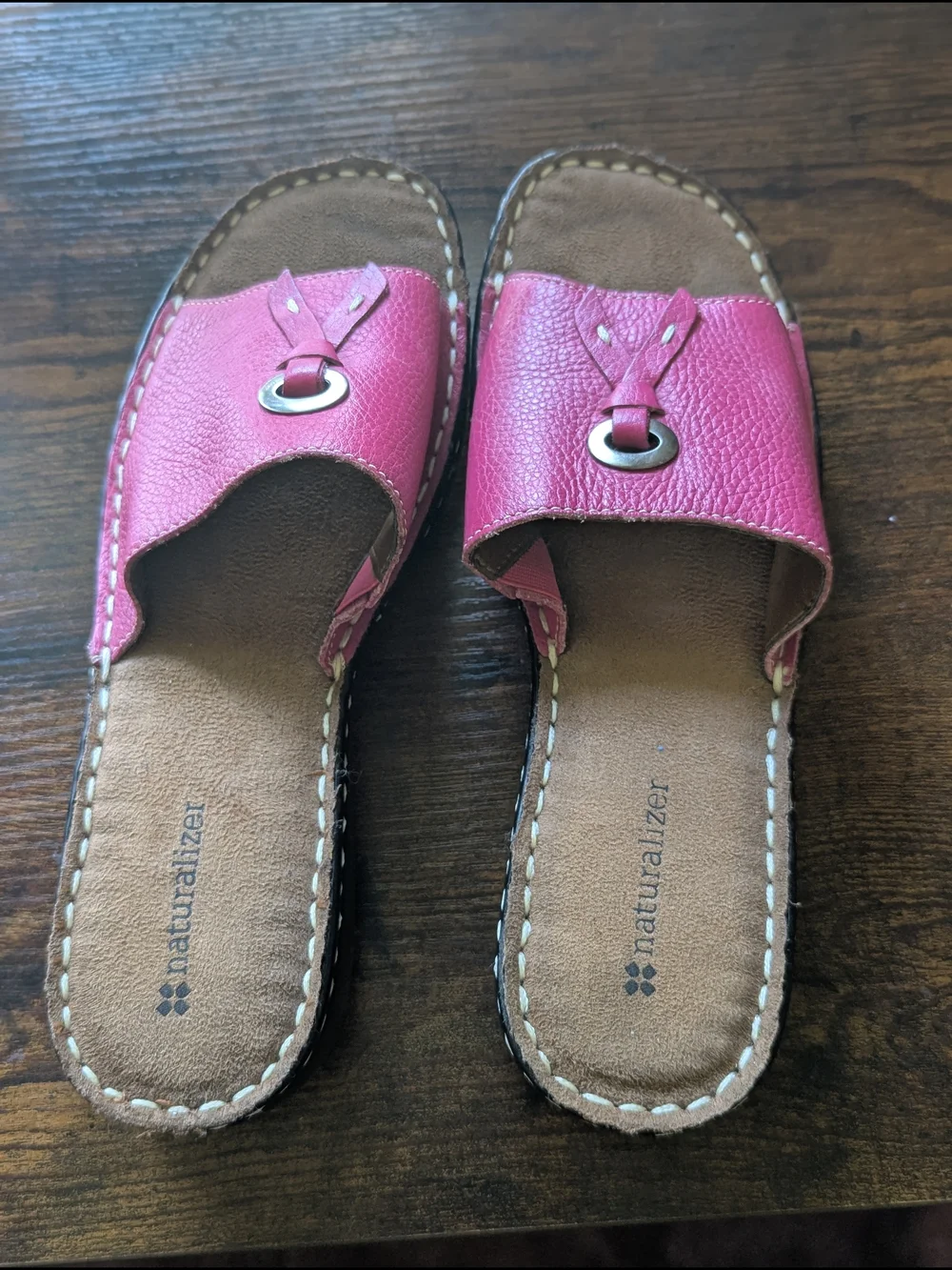 Naturalizer Pink Leather Slide Sandals Womens 7.5 Slip On Comfort Sandals - Picture 1 of 6